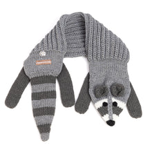 Load image into Gallery viewer, Kids Knitted Raccoon Scarf - For ages 5-12 Y