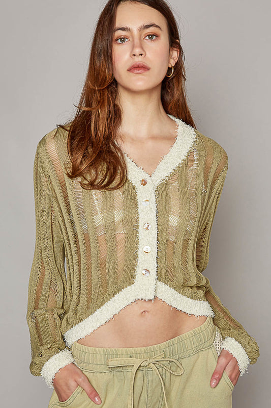 Olive Cropped Cardi