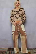 Load image into Gallery viewer, Checkered Heart &amp; Flower Knit Sweater
