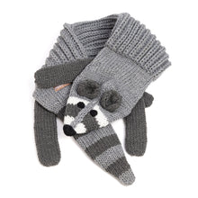 Load image into Gallery viewer, Kids Knitted Raccoon Scarf - For ages 5-12 Y
