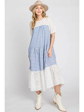 Load image into Gallery viewer, Gingham Eyelet Midi Dress
