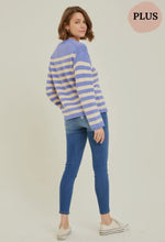 Load image into Gallery viewer, Curvy Blue Striped Sweater
