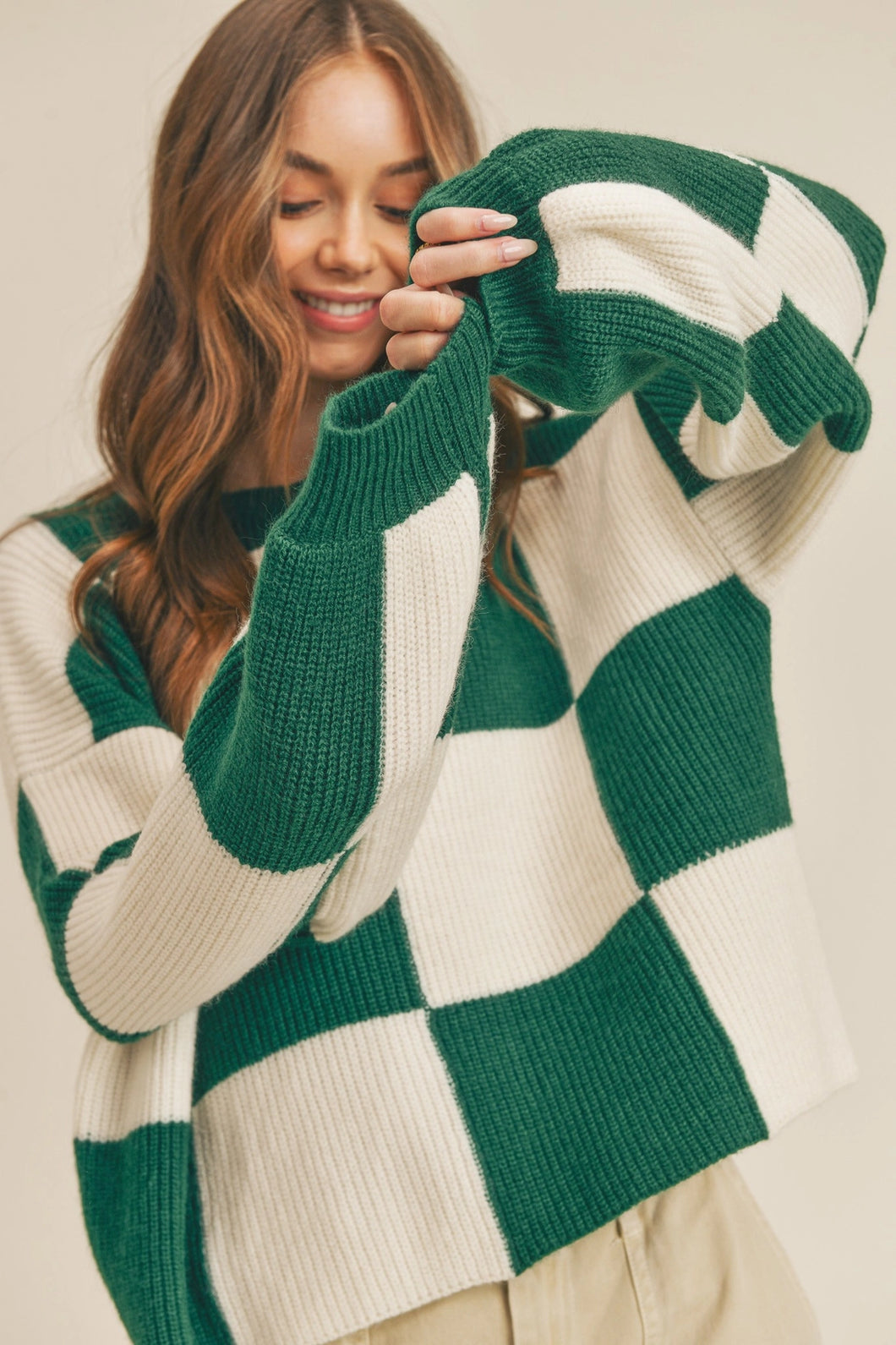 Oversized Checkered Pullover