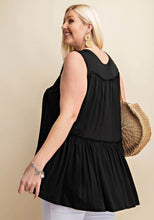 Load image into Gallery viewer, Curvy Raw Edged Ruffle Sleeveless Top
