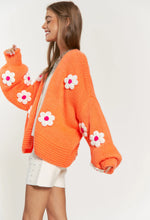 Load image into Gallery viewer, Curvy orange flower cardigan
