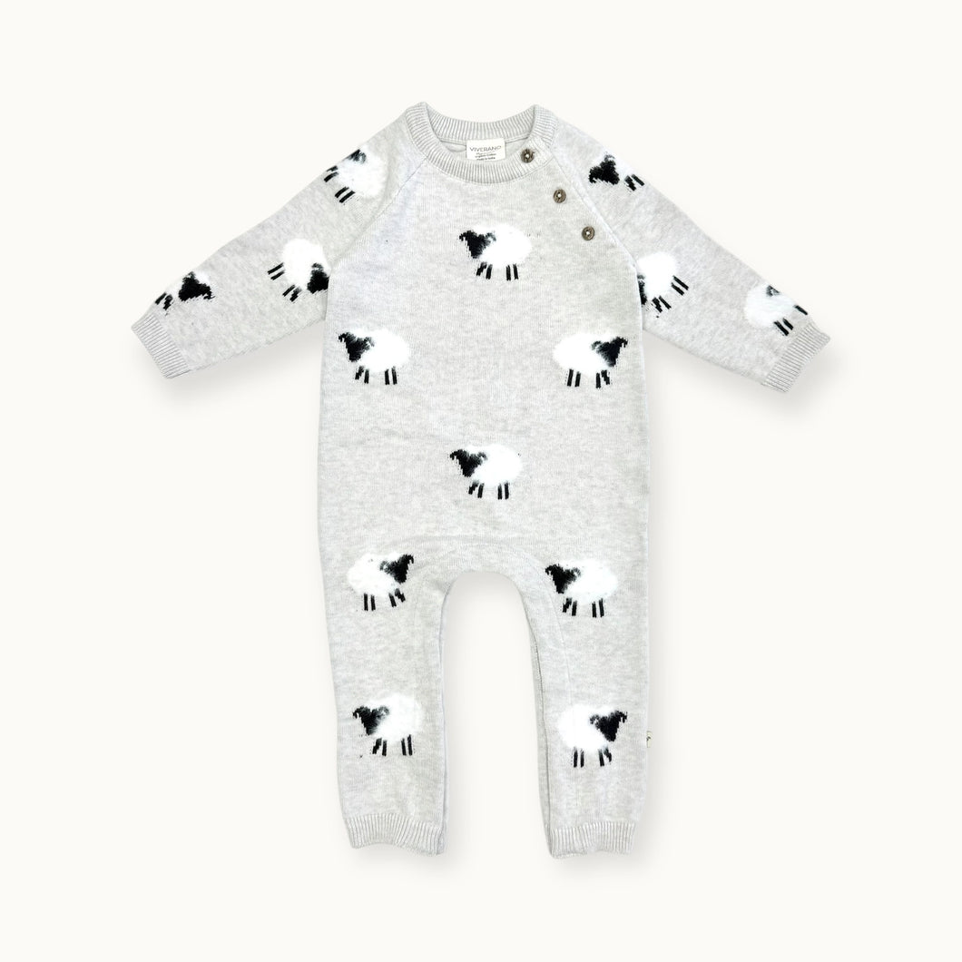 Organic Furry Sheep Knit Baby Jumpsuit