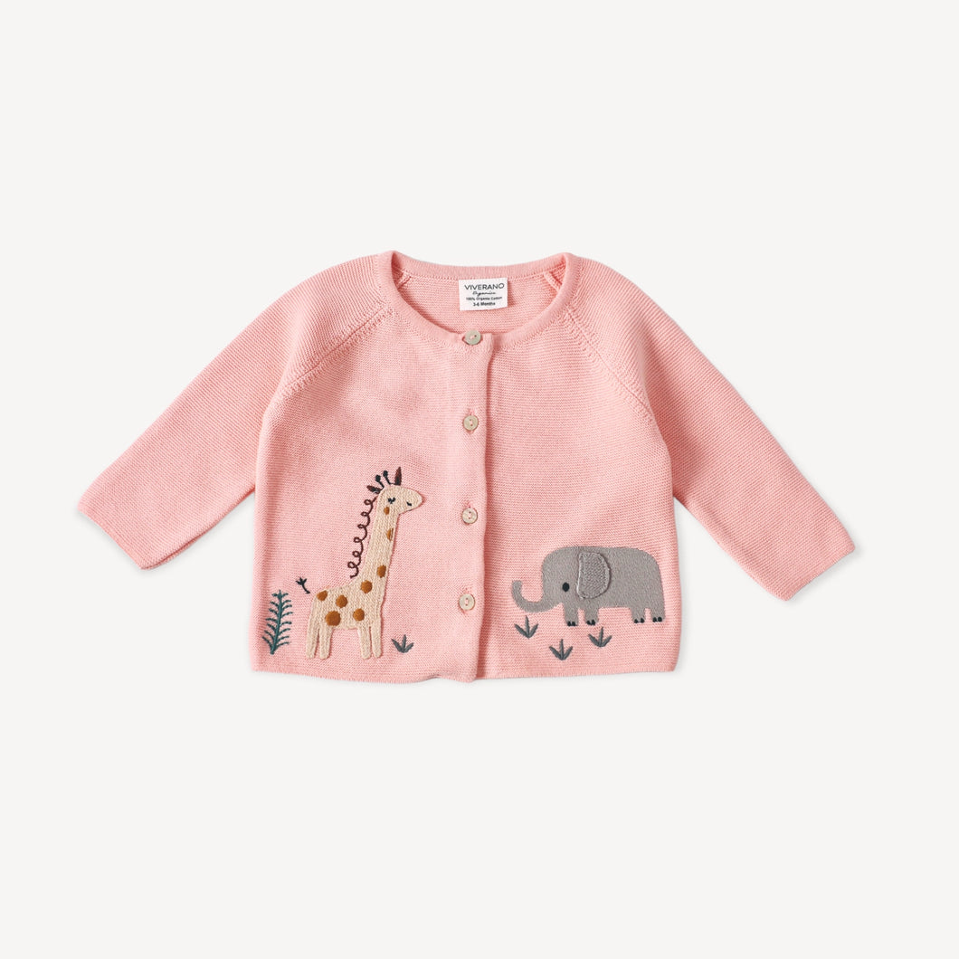 Organic Toddler Safari Embroidered Cardi