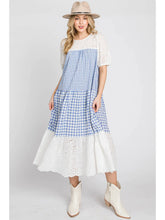 Load image into Gallery viewer, Gingham Eyelet Midi Dress
