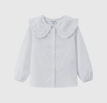 Load image into Gallery viewer, Girls’ White Ruffled Collared Blouse
