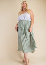 Load image into Gallery viewer, Curvy Sage A-Line Skirt with Side Pockets
