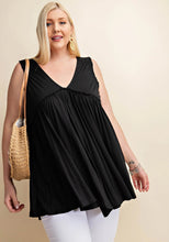 Load image into Gallery viewer, Curvy Raw Edged Ruffle Sleeveless Top

