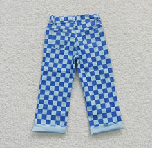 Load image into Gallery viewer, Checkered Blue Denim Pants
