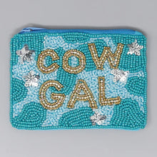 Load image into Gallery viewer, Turquoise CowGal Beaded Coin Purse

