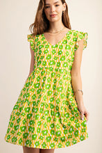 Load image into Gallery viewer, Green Tiered Floral Dress
