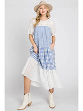 Load image into Gallery viewer, Gingham Eyelet Midi Dress
