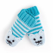 Load image into Gallery viewer, Kids Knit Cat Mittens - For ages 3-12 Y

