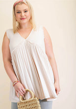 Load image into Gallery viewer, Curvy Raw Edged Ruffle Sleeveless Top

