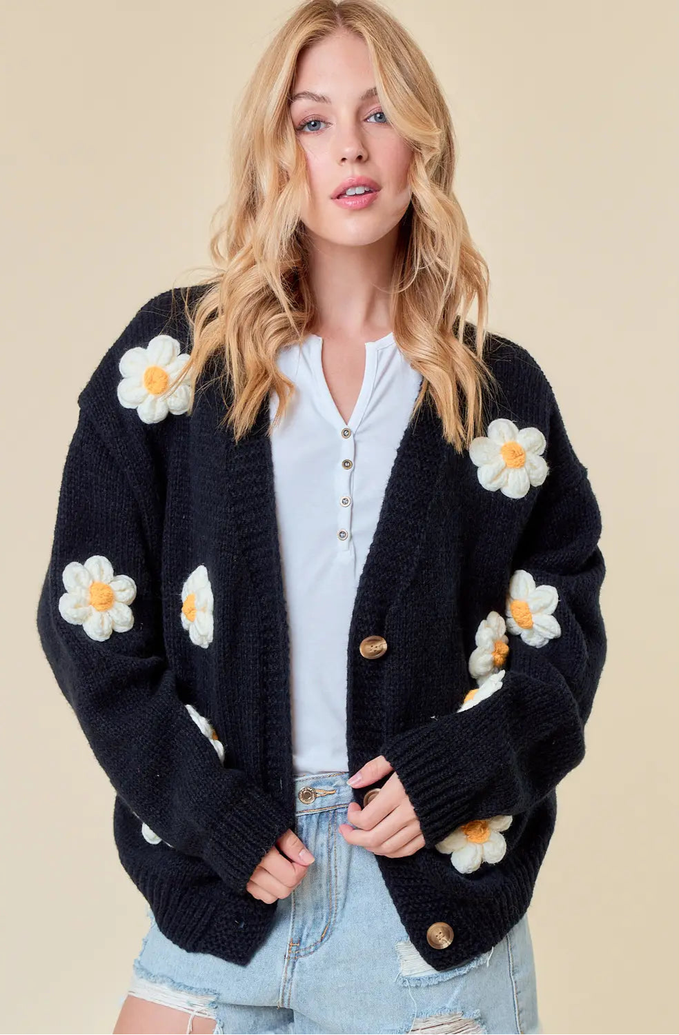 Black Flower Cardi