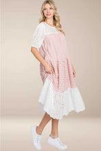 Load image into Gallery viewer, Gingham Eyelet Midi Dress
