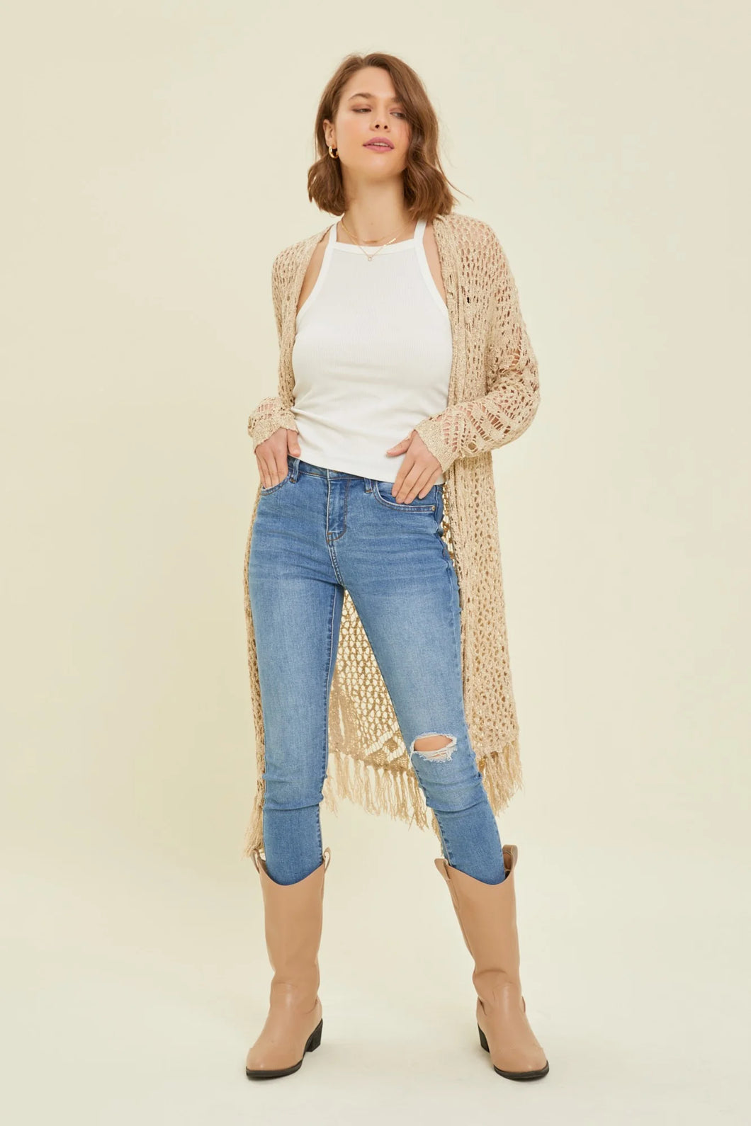 Curvy Western Crochet Fringe Cardi