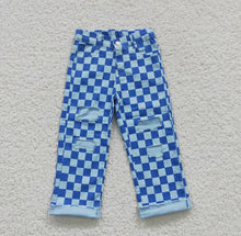 Load image into Gallery viewer, Checkered Blue Denim Pants
