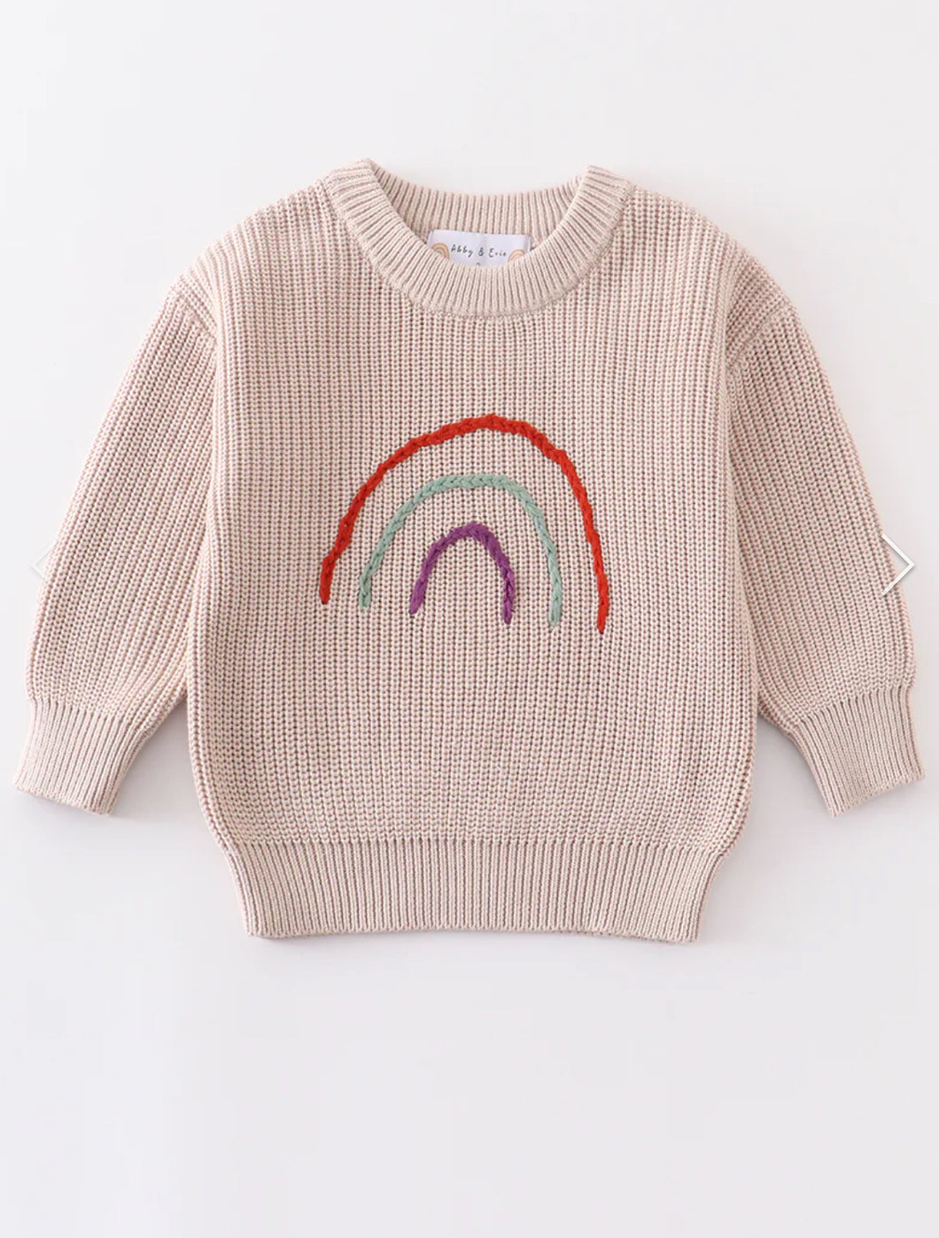 Rainbow hand embroidered oversized sweater
