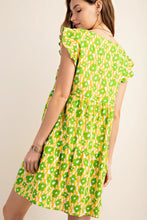 Load image into Gallery viewer, Green Tiered Floral Dress
