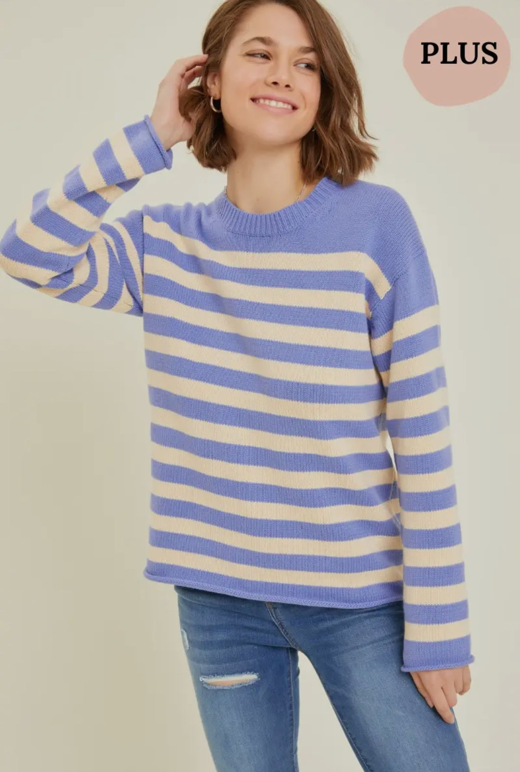 Curvy Blue Striped Sweater