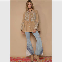 Load image into Gallery viewer, Embroidered Corduroy Babydoll Top

