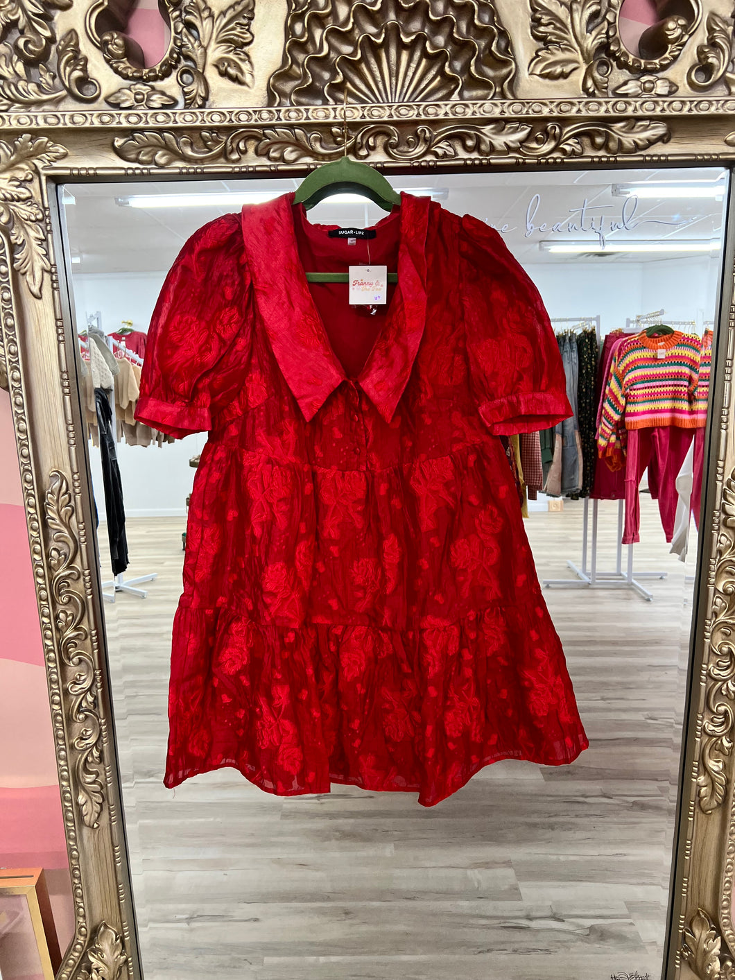 Red Collar Babydoll Dress