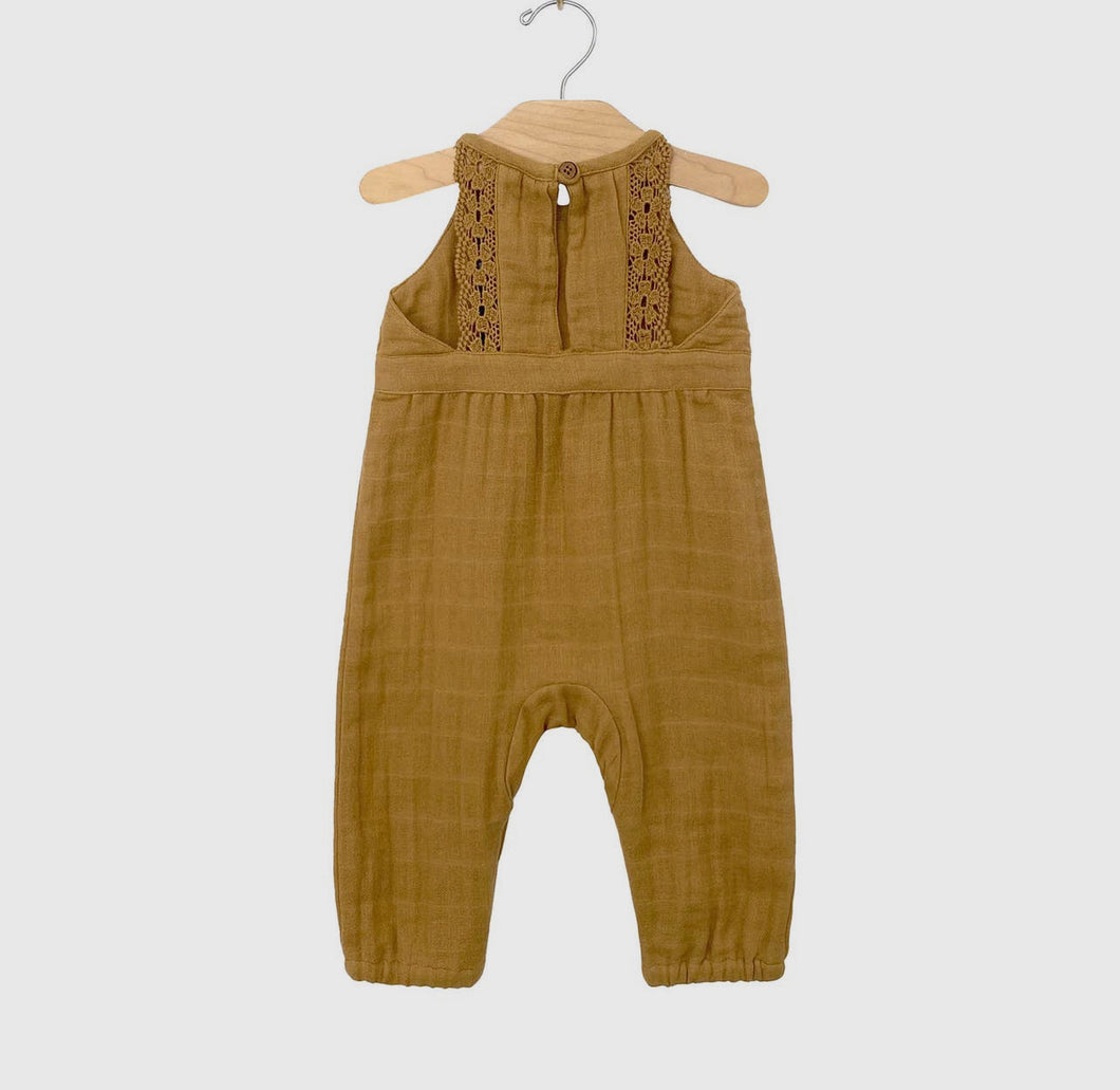 Lace Back Bronze Romper