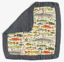 Load image into Gallery viewer, Freshwater Fish Baby Lovey Muslin Blanket
