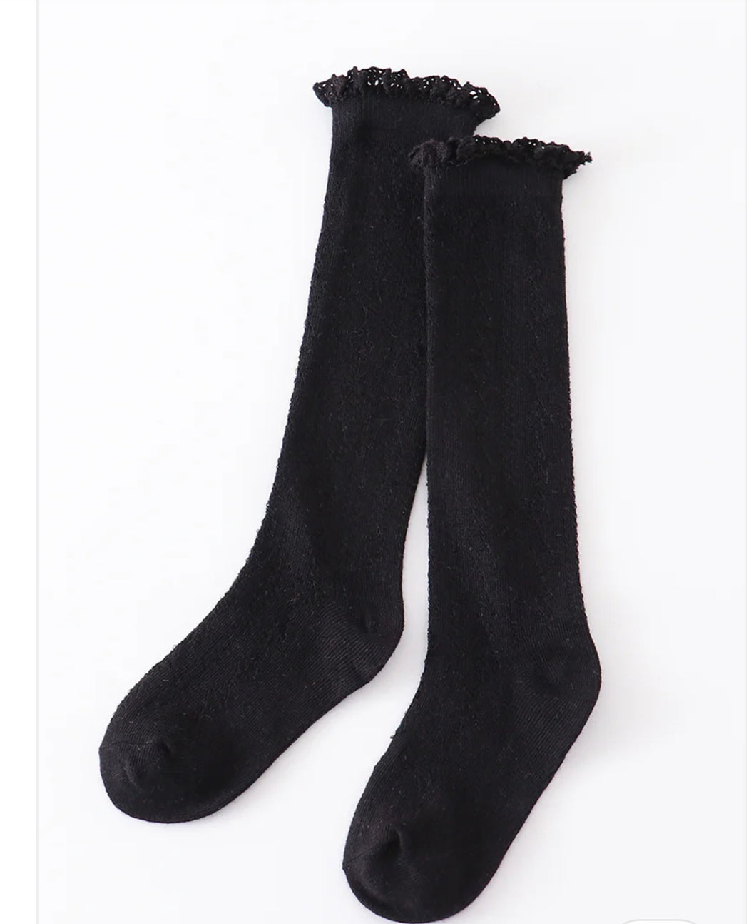 Black Knit Lace Knee Socks