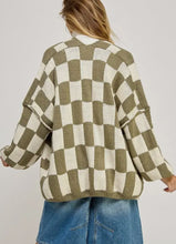 Load image into Gallery viewer, Checkered Drop Shoulder Cardi
