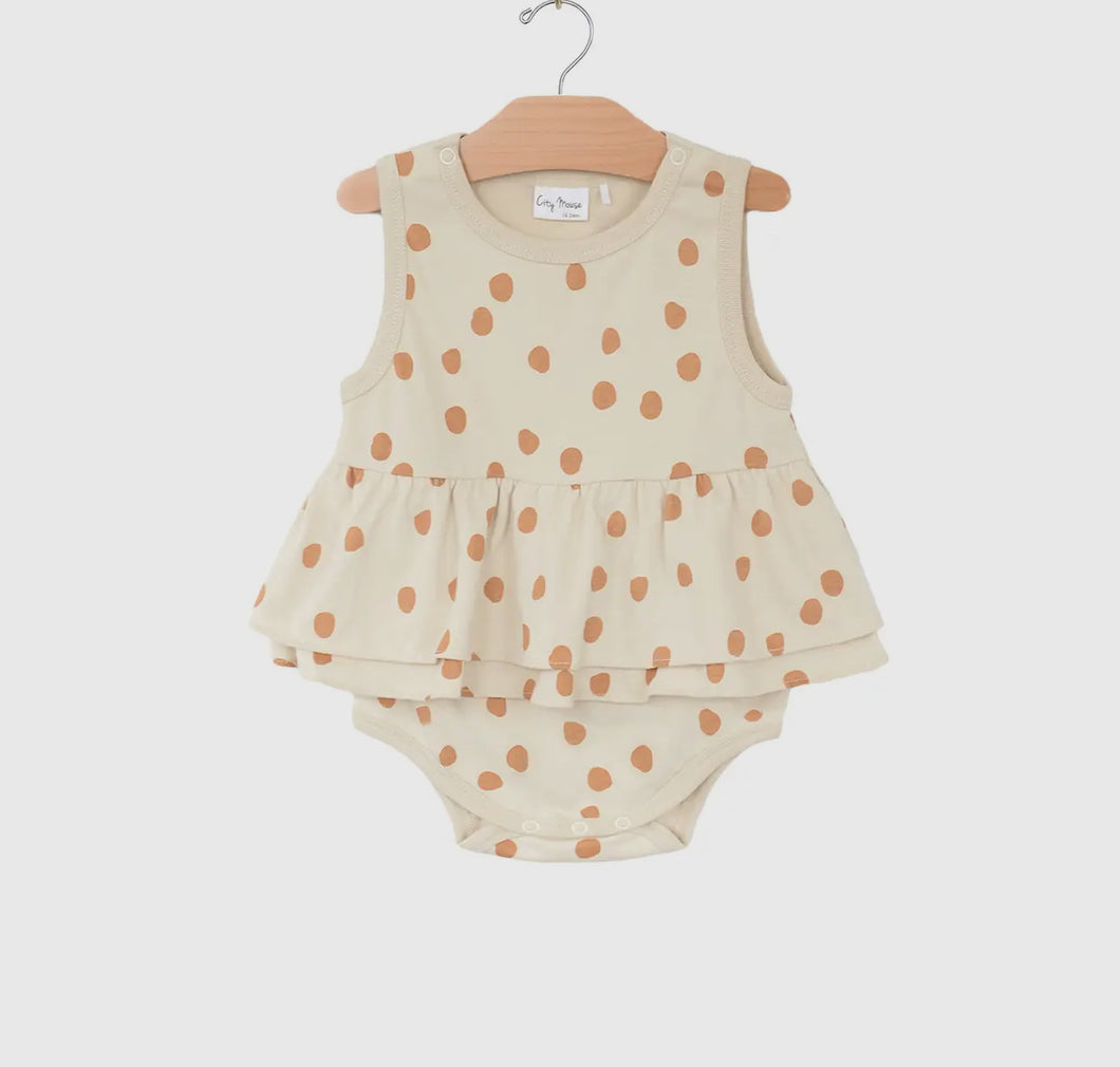 Dots skirted romper