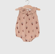 Load image into Gallery viewer, Peach Lily Frill Collar Romper
