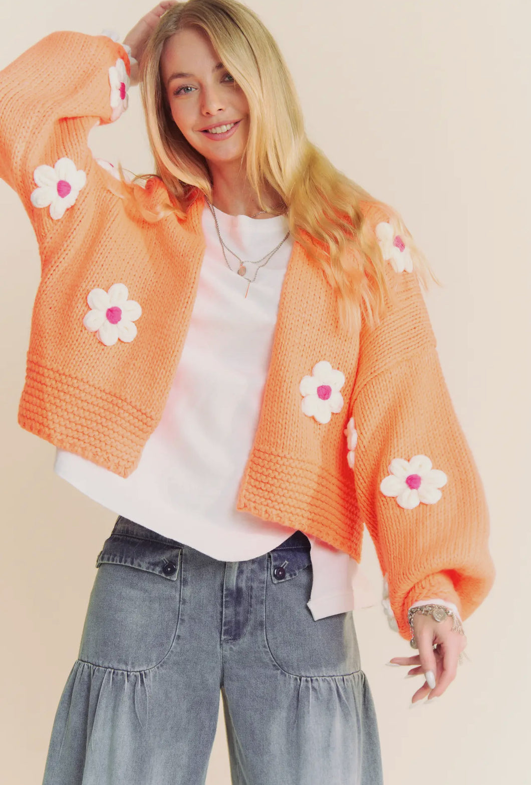 Orange Flower Sweater