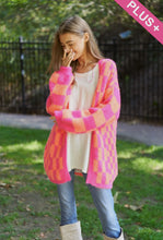 Load image into Gallery viewer, Curvy checkered oversized cardigan
