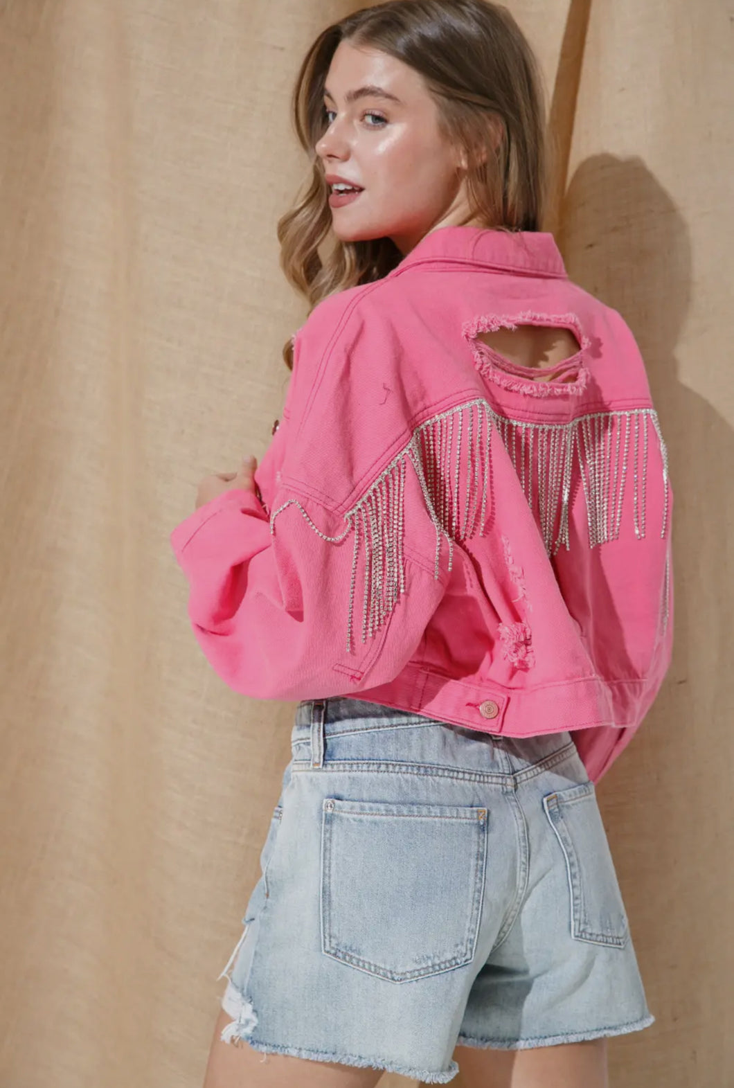 Hot pink rhinestone jacket