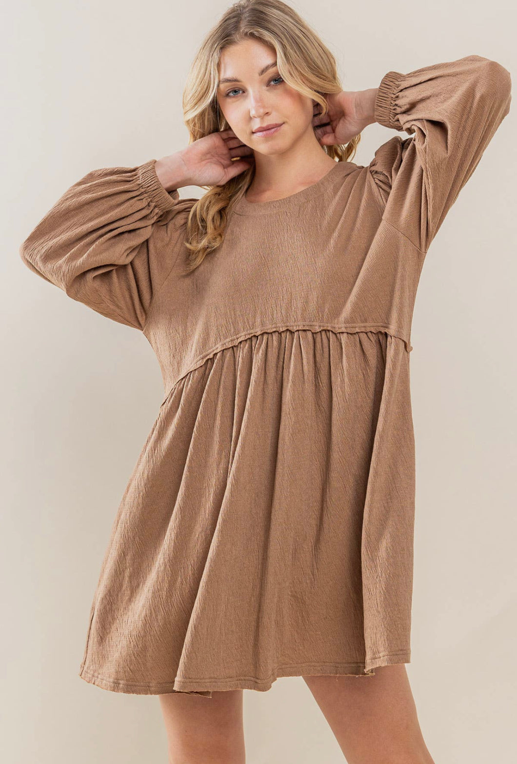 Curvy Mocha Babydoll Dress