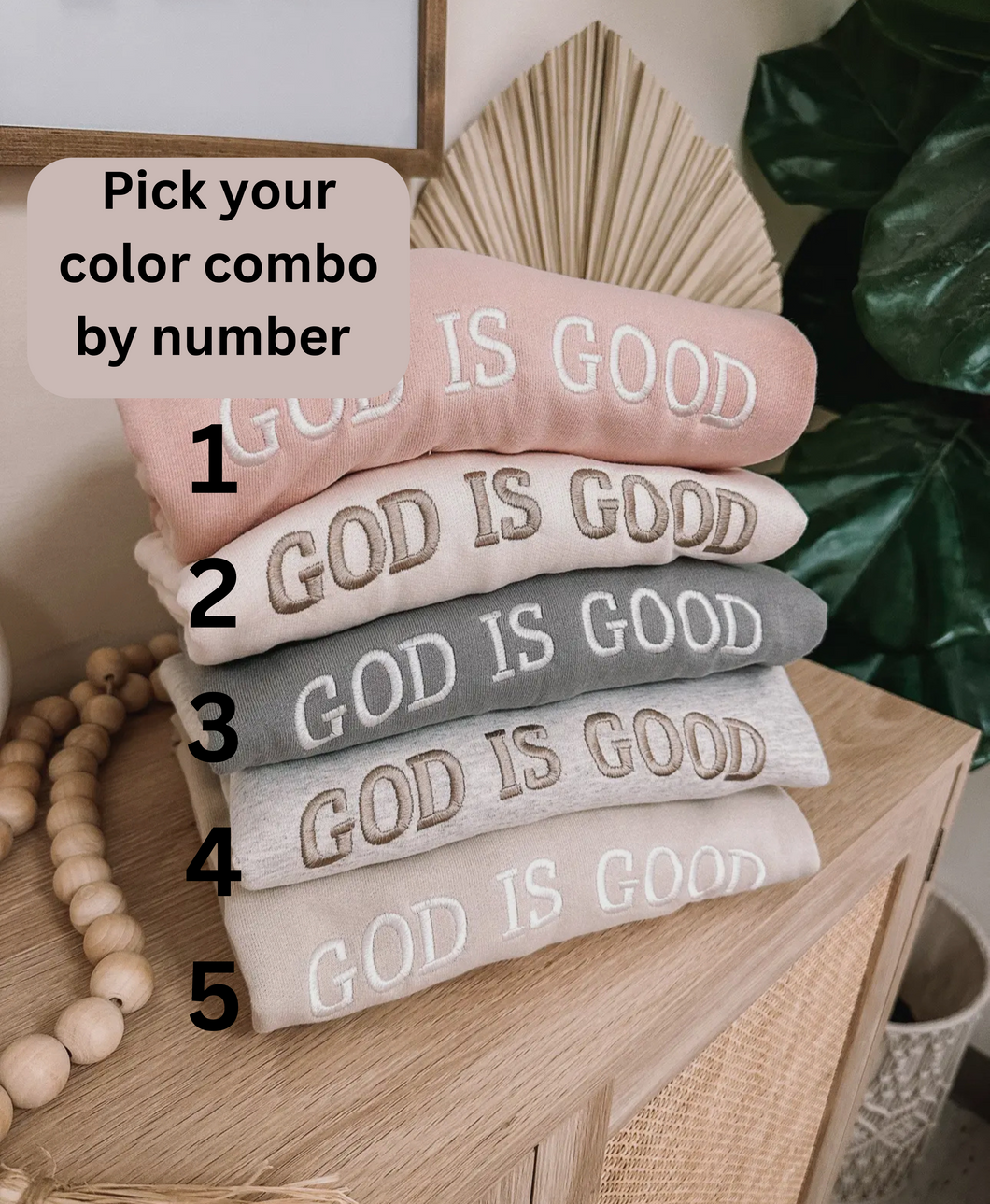 God is Good embroidered crew