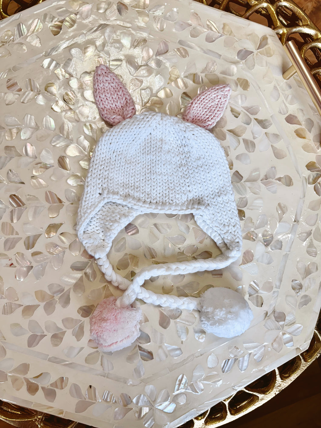 Knitted White Bunny Hat