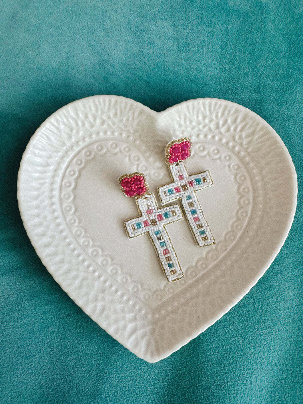 Handmade Beaded Cross Dangles