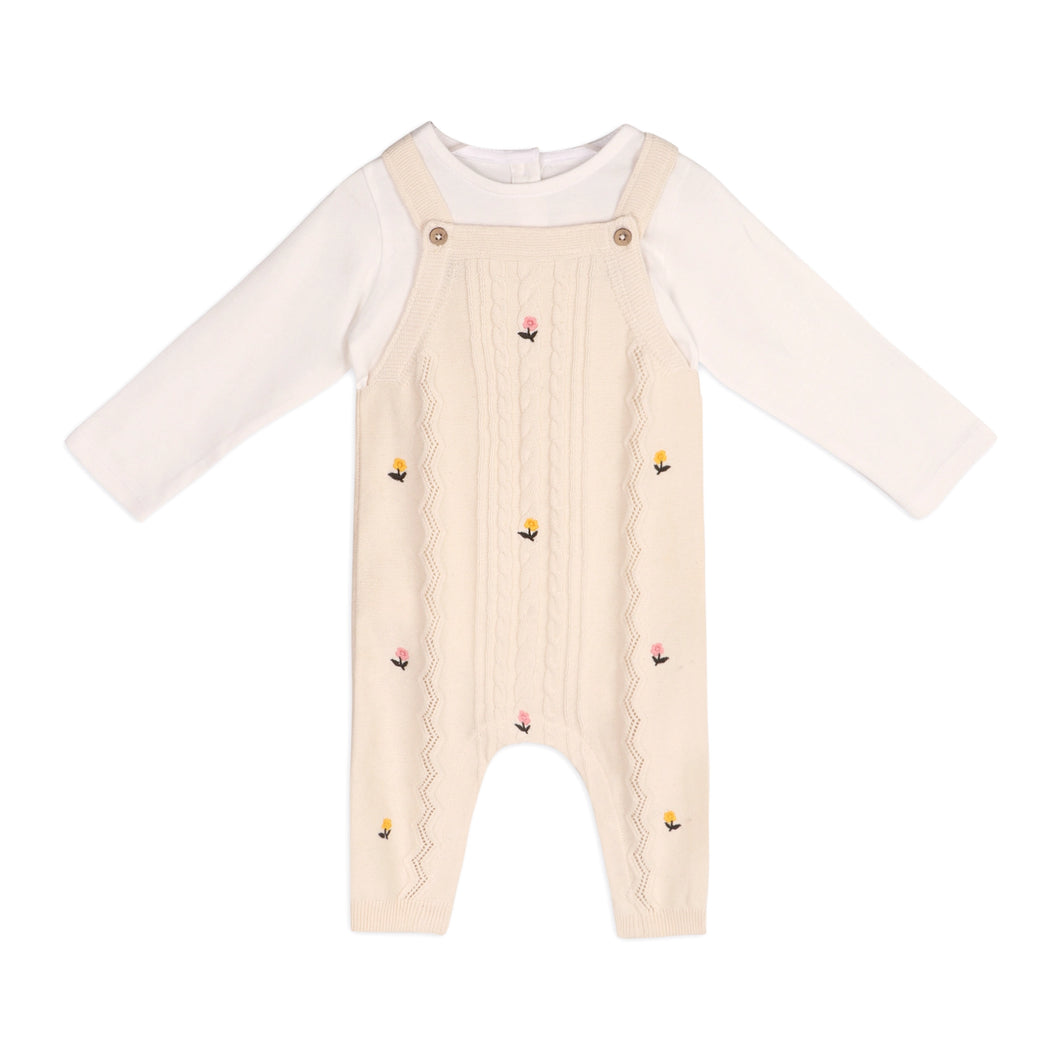 Organic Mini Flower Knit Overall Set