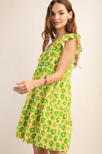 Load image into Gallery viewer, Green Tiered Floral Dress
