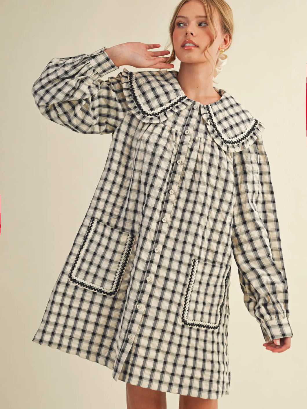 Collared Plaid Mini Dress