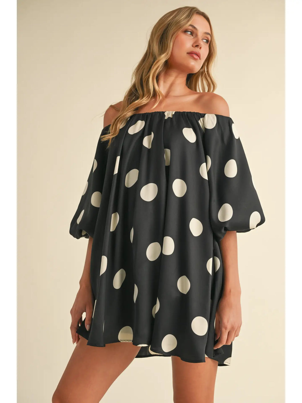 Puff Sleeve Polka Dot Mini Dress