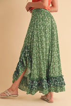 Load image into Gallery viewer, Green Floral Maxi Skirt
