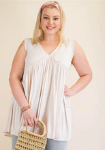 Load image into Gallery viewer, Curvy Raw Edged Ruffle Sleeveless Top
