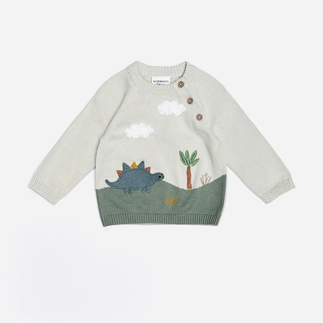 Organic Dino Baby Pullover Sweater